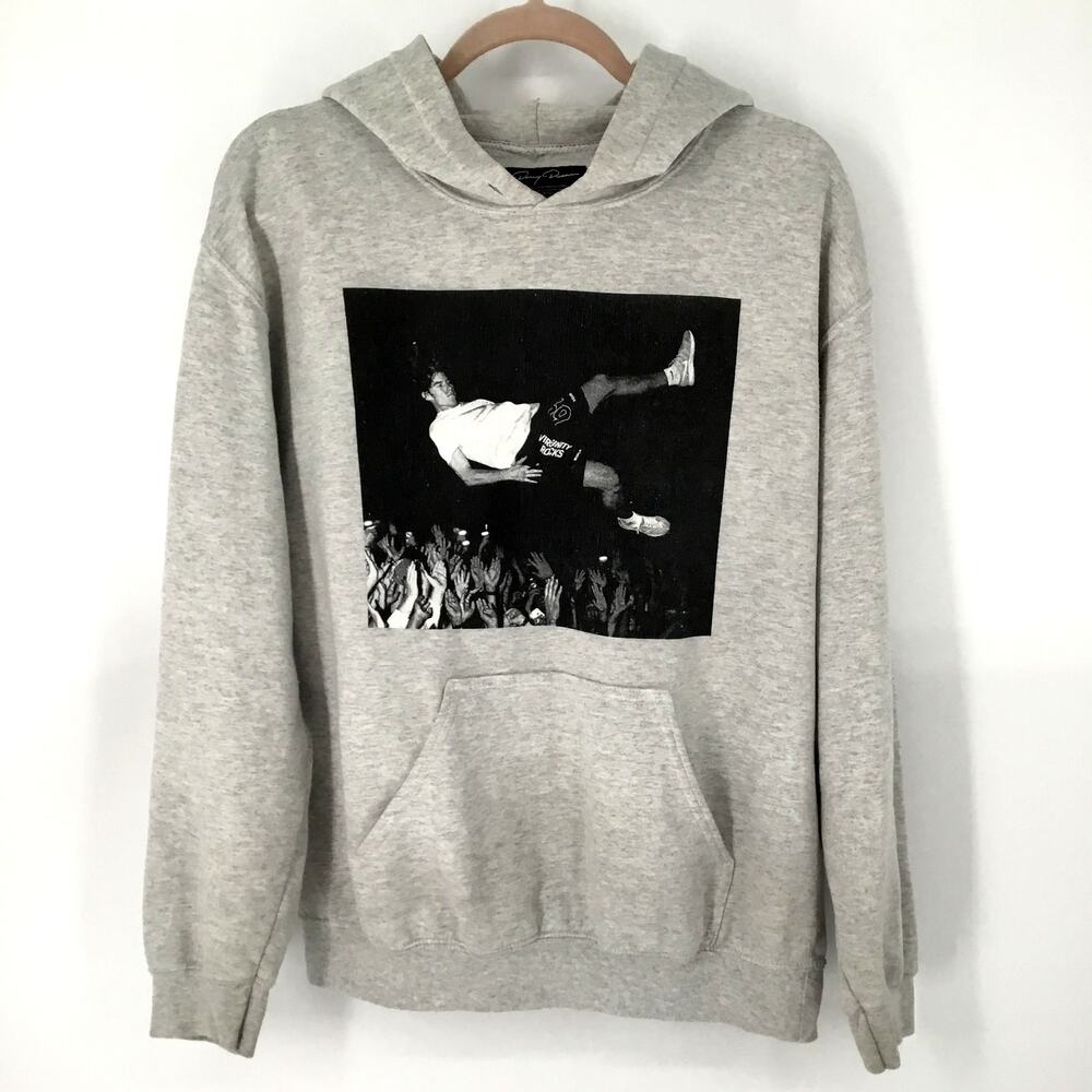 Danny Duncan Virginity Rocks Printed Hoodie Gray Graphic Sweatshirt Mens M